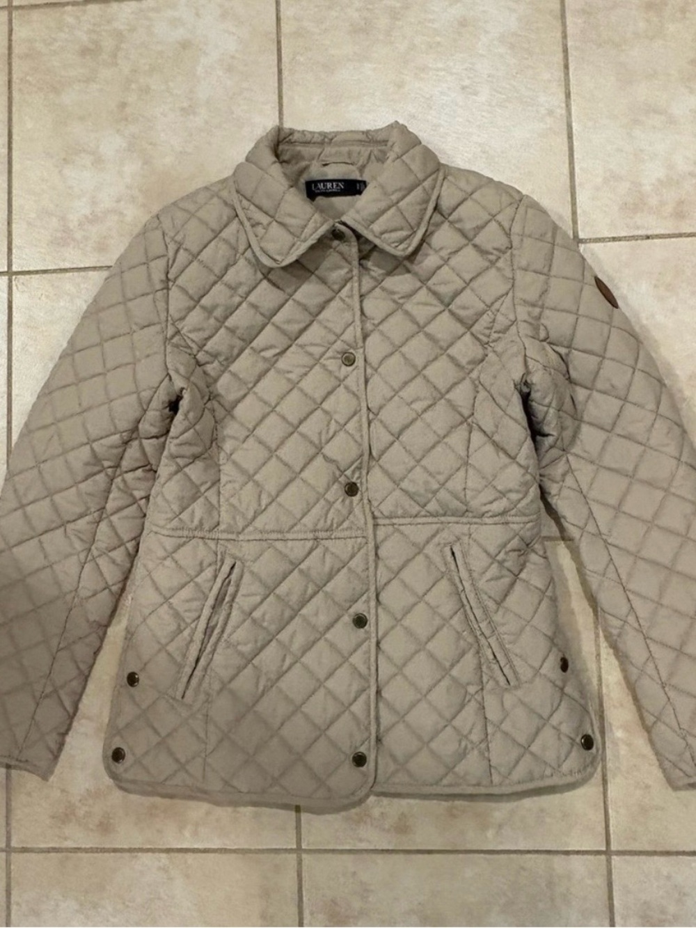 Ralph Lauren Quilted Tan-Cream Utility Jacket